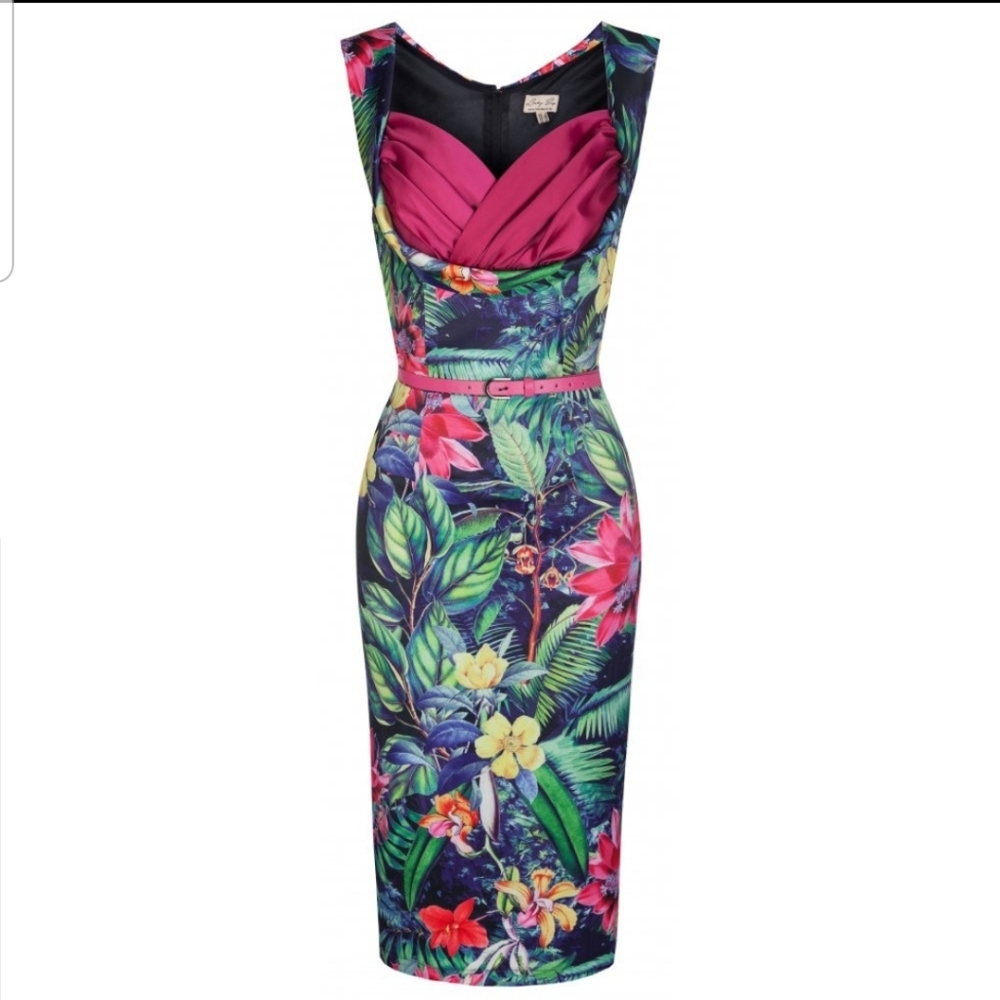 Lindy Bop 'Vanessa' Rainforest print Wiggle Dress